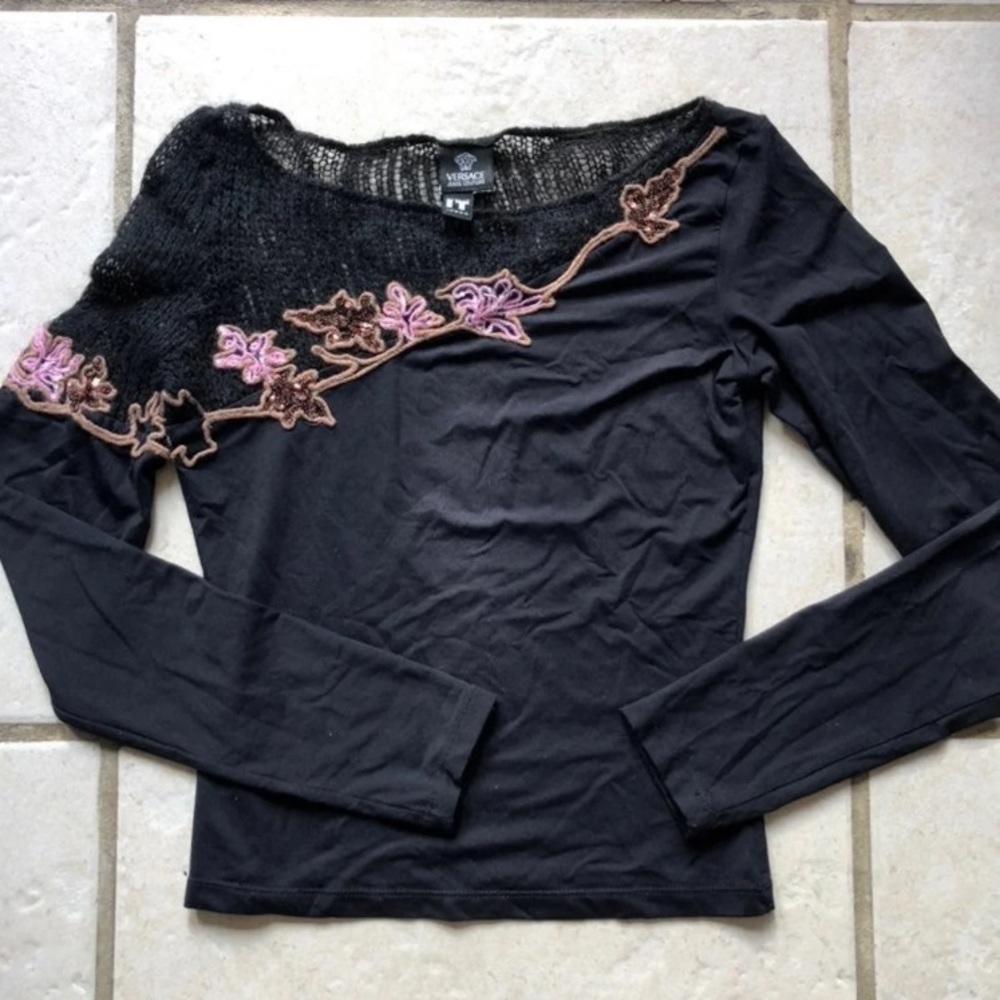 Authentic Versace Black Quarter Sleeve